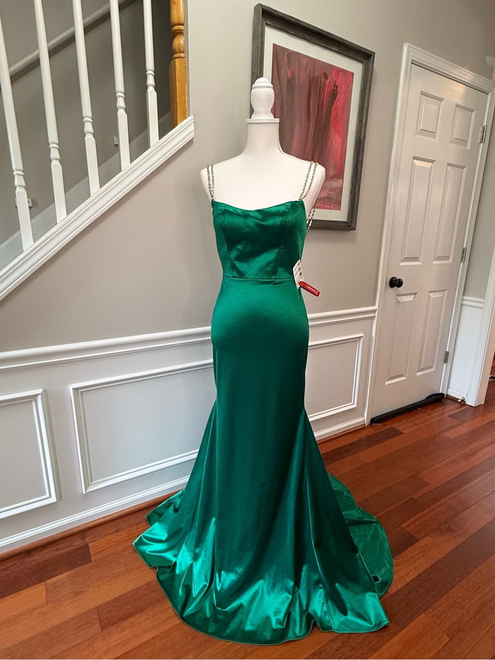 NWT - IEENA for MAC DUGGAL- Satin Slip Dres - Color: Emerald Green- Size 2